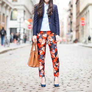 J. CREW COLLECTION Graphic Peony Print Pants {3B51}